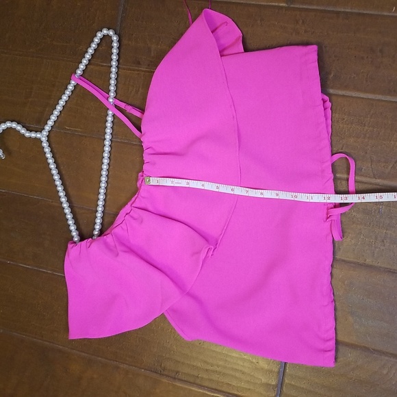 Ruffled One Shoulder Top Hot Pink - Picture 8 of 12